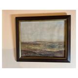 Framed Panoramic Watercolor, Signed