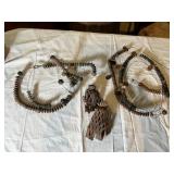 Primitive Wooden Billiard Counter Beads and Leathe