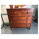 Antique Four-Drawer Dresser with Turned Feet