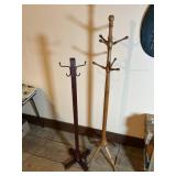 Two Vintage Mahogany and Oak Clothes Trees