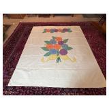 Appliquï¿½d Quilt with Floral Design