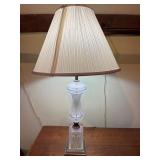 Pressed Glass Table Lamp with Brass Base