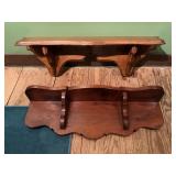 Two Pine Wall Shelves: Victorian and Stained