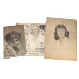 Three Frederick Sands Brunner Charcoal Sketches