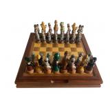 Vintage Comedy Stars Wood Chess Set