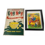 Hazleton Eggnog Tin Sign and Laurel and Hardy Art