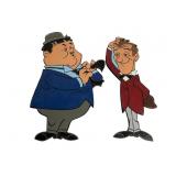 Hand-Painted Laurel and Hardy Wooden Wall Hangings