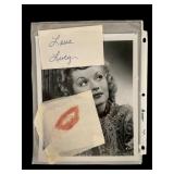 Autographed Lucille Ball Photo and Lip Print+CoA