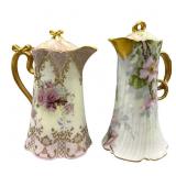 Two Handpainted Porcelain Chocolate Pots