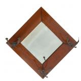 Oak Beveled Edge Mirror Hat Rack