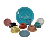 Fiestaware Teacups, Platter, and Vase