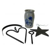 Stoneware Crock, Slate &Dinner Bell