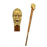 Umbrella Handle with Carved Face