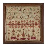 Early Framed Antique Cross Stitch Sampler