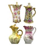 Four Beautiful Porcelain Chocolate Pots