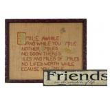 Framed Embroidery and Wall Sign Set