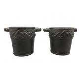Two L. Hjorth Bornholm Black Pottery Vessels