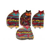 Four Franklin Mint Laurel Burch Cat Plates Set