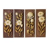 Four Syroco-Style MCM Floral Wall Plaques
