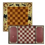 Two Hand Painted Folk Art Gameboards