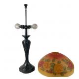 Table Lamp with Reverse Painted Floral Shade