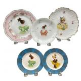 5 Porcelain Portrait Plates