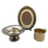 Sterling Silver Pedestal Dish, Cup and Frame