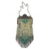 Mandalian Enamel Mesh Purse, Floral Design