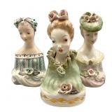 Three Cordey Porcelain Lady Busts