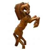 45 Inch Hand-Carved Wooden Horse Statue