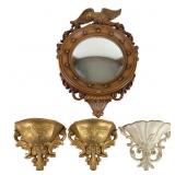 Syroco Mirror and Homco Wall Pockets Set