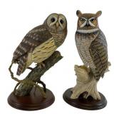 Two Jeff Rechin Danbury Mint Owl Sculptures