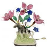 Vintage Glass Flower Horse Lamp