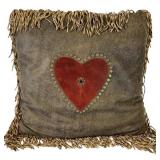 Double D Ranch Leather-Heart Pillow