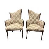 Pair Attractive Upholstered Armchairs