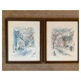 Pair Framed Architectural Prints