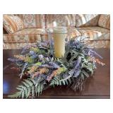 Glass Vase with Candle and Wreath