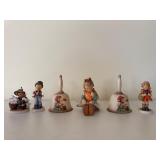 Four Hummel Figurines and two Bells