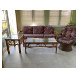 Rattan Furniture Set with Glass Tops