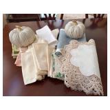 Linens and Resin Pumpkins