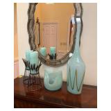 Decorative Glass Vases and Metal Candleholders