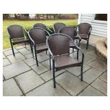 7 Metal Frame Wicker-Style Chairs