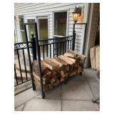 Metal Log Rack with Wood Accent