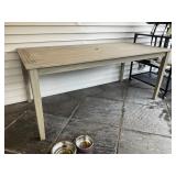 Two Wooden Tables with Slatted Tops