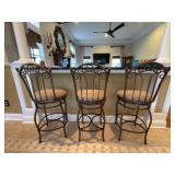 3 Metal Bar/Cafï¿½ Chairs with Upholstered Seats