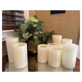 Nine Battery-Operated Candles with Faux Plant