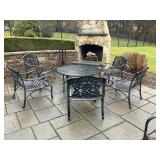 Round Metal Patio Table with Five Chairs
