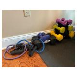 Sets of Dumbbells and Resistance Bands