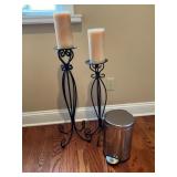 Metal Candle Stands and Trash Bin