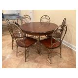 Wood and Metal Dining Set with Six Chairs